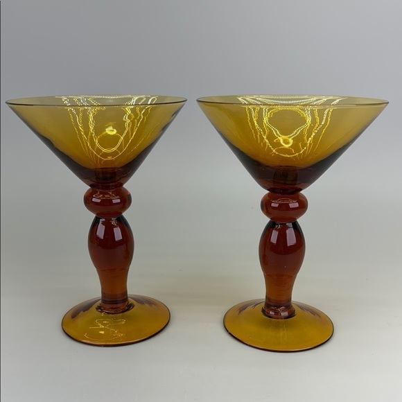 Amber Glass Art Deco Goblets - Picture 1 of 8